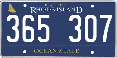 RI license plate 365307