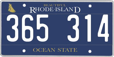 RI license plate 365314