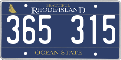 RI license plate 365315