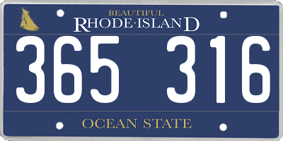 RI license plate 365316