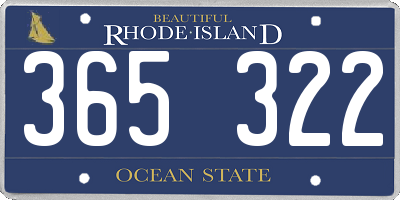 RI license plate 365322