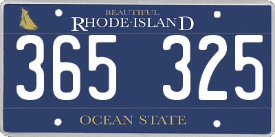 RI license plate 365325