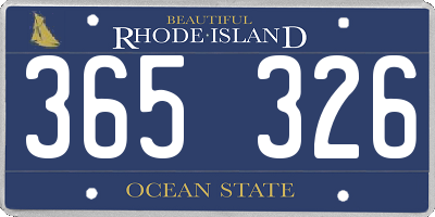 RI license plate 365326