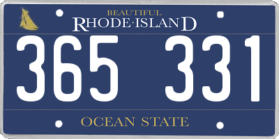 RI license plate 365331