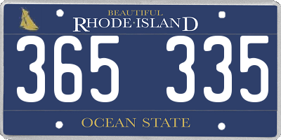 RI license plate 365335