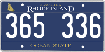 RI license plate 365336