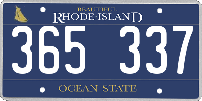 RI license plate 365337