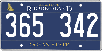 RI license plate 365342