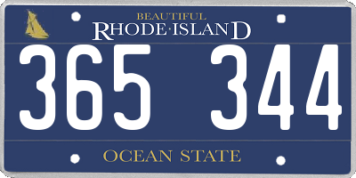 RI license plate 365344