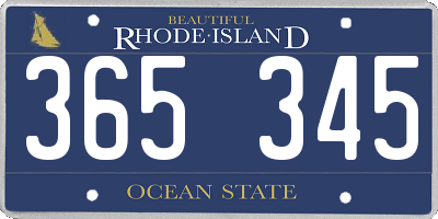 RI license plate 365345