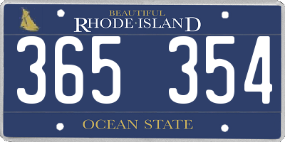 RI license plate 365354
