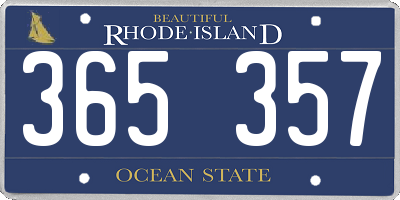 RI license plate 365357