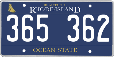 RI license plate 365362