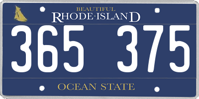 RI license plate 365375