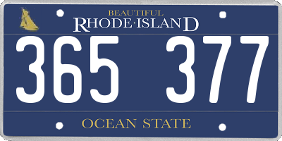 RI license plate 365377