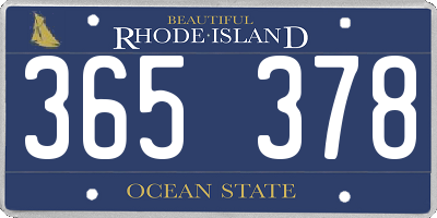RI license plate 365378