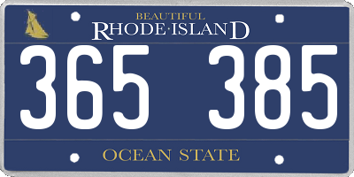 RI license plate 365385