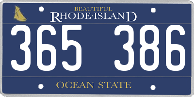 RI license plate 365386
