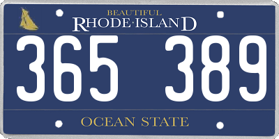 RI license plate 365389