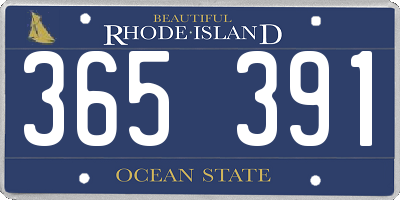 RI license plate 365391