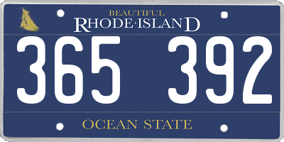 RI license plate 365392
