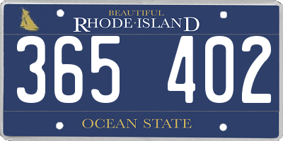 RI license plate 365402