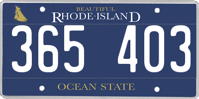 RI license plate 365403