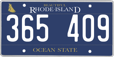 RI license plate 365409