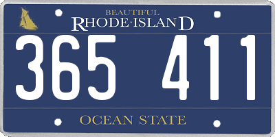 RI license plate 365411