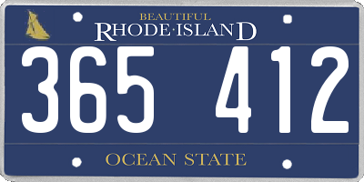 RI license plate 365412