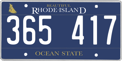 RI license plate 365417