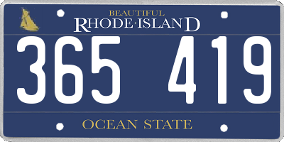 RI license plate 365419