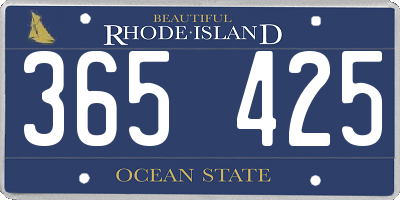 RI license plate 365425