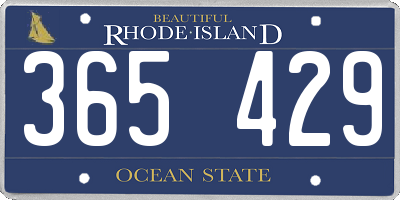 RI license plate 365429
