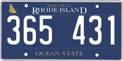 RI license plate 365431