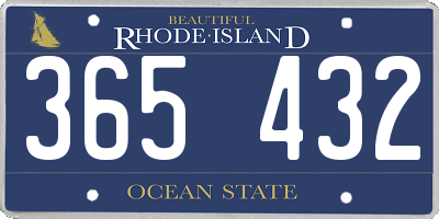 RI license plate 365432