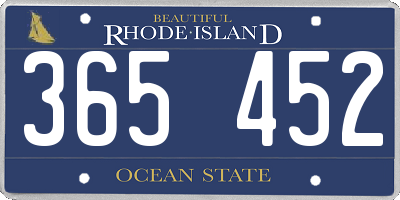 RI license plate 365452