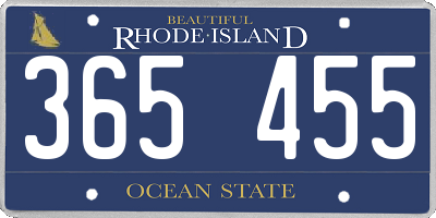 RI license plate 365455