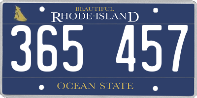 RI license plate 365457