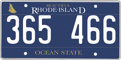 RI license plate 365466