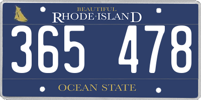 RI license plate 365478