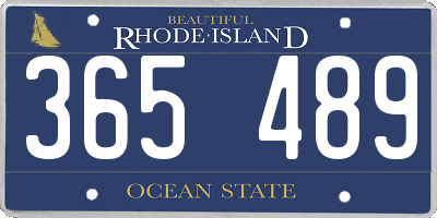 RI license plate 365489