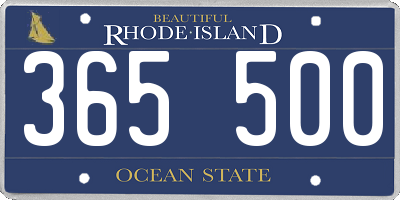 RI license plate 365500
