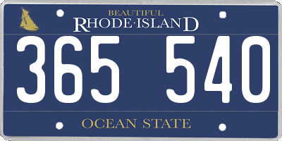 RI license plate 365540
