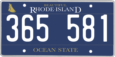 RI license plate 365581