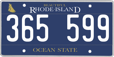 RI license plate 365599