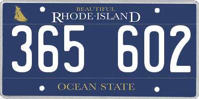 RI license plate 365602