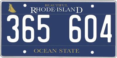 RI license plate 365604