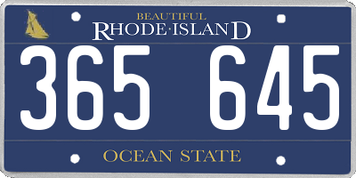 RI license plate 365645