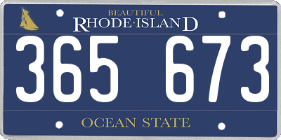 RI license plate 365673
